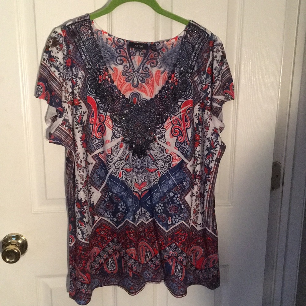 NEVER WORN- Red, White and Blue blouse